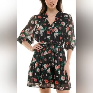 Trixxi Black Floral Mini Dress